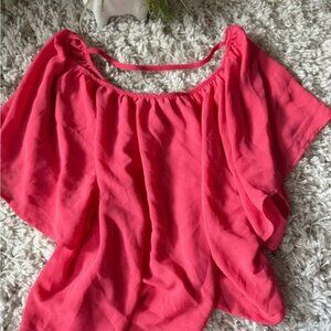 Forever 21 Vibrant Pink Flutter Sleeve Blouse
